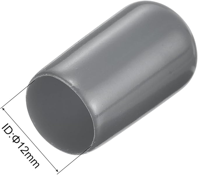 uxcell 10pcs Rubber End Caps 12mm ID Vinyl Round End Cap Cover Screw Thread Protector Dark Grey