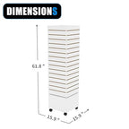 16”W * 16”D * 60”H White Slatwall Tower - Rotating and Rolling - Slatwall Display Tower - Rotating Spinner Rack for Store Fixtures and Display Retail - Boutique, Home