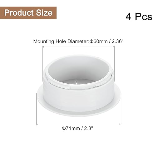 uxcell 4 Pcs Desk Grommet, 2.36 inch 60mm Desk Cable Hole Cover Wire Hole Insert for Home Office Table Cabinet Cord Organizer, White