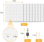 8Pcs Pegboard, Peg Board, Metal Pegboard Wall Organizer Panels Accessories, Mount Display Pegboard Kits for Walls Garage Craft Room Office Workshop, Easy Installation (White)