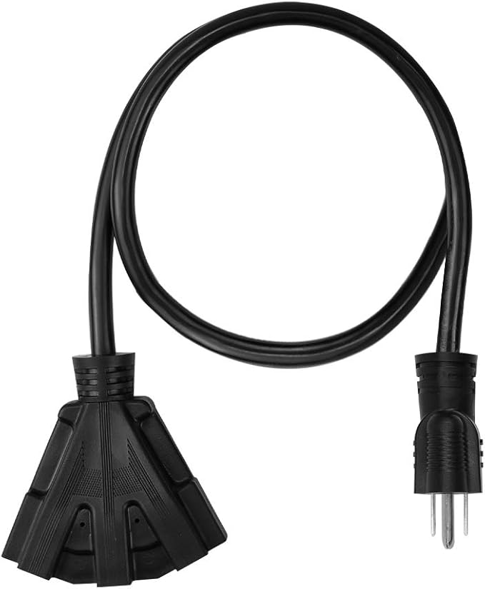 6FT 12/3 Outdoor Extension Cord, Heavy Duty 3-Outlet SJTW Indoor/Outdoor Three-Prong Power-Cord 12-Gauge Grounded 15-Amp 1875 Watts
