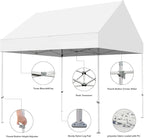 Eurmax USA Patented 10x10 Pop Up Canopy Tent Party Tent Commercial Instant Canopies Shelter with Heavy Duty Roller Bag,Bonus 4 Sand Bags (Snow White)