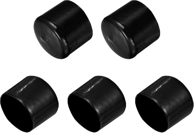 uxcell 5pcs Rubber End Caps 2 1/8"(54mm) ID Vinyl PVC Round Tube Bolt Cap Cover Screw Thread Protectors Black
