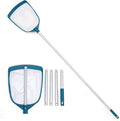 POOLWHALE Upgrades Swimming Pool Leaf Net Skimmer Rake with Adjustable Aluminum Pole and Nylon Medium Fine Mesh for Cleaning Swimming Pools, Hot Tubs, Spas and Fountains