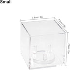 Clear Acrylic Geodes Rocks 3 Pegs Display Easel Stands Support Holder Box, Acrylic Display Case Box for Agate Slices Crystals Minerals Slab Fossil Coral Small Collectibles (Small-3x3x3in, 1Pcs)