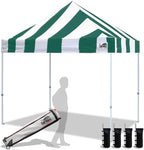 Eurmax USA Standard 10x10ft Patio Pop Up Canopy Tent for Outdoor Events Commercial Instant Canopies with Heavy Duty Roller Bag,Bonus 4 Canopy Sand Bags (Stripe Green)