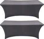 SEPARO 2 Pack 6 Ft Grey Table Cover Fitted Rectangular Tablecloth Stretchable Fabric Table Cloth 6 ft Wrinkle-Free for Party Tradeshows Banquet Weddings Cocktail