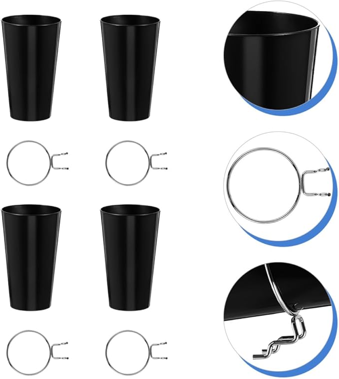 4 Sets Pegboard Hooks and 8Cm Round Pegboard Cups Organizer with 500Ml Capacity for Craft Room and Workshop Storage