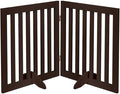 unipaws 24”H Free Standing Pet Gate for Dog Cat, Wooden Dog Gates for Doorway, Stairs, Step Over Foldable Pet Fence for The House, Expandable Doggy Barrier, Indoor Use, Espresso