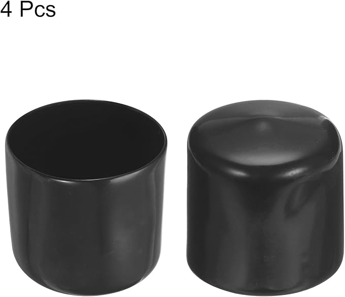 uxcell 4pcs Rubber End Caps 43mm ID Vinyl Round End Cap Cover Screw Thread Protectors Black, 40mm Height