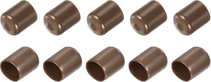 uxcell 10pcs Rubber End Caps 16mm(5/8") ID Vinyl Round End Cap Cover Screw Thread Protectors Brown