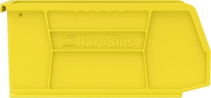 Akro-Mils 30237 AkroBins Plastic Storage Bins, Space-Saving Stackable Bins for Garage, Pantry, Craft Organization, 9-" x 6-" x 5-", Yellow, 12-Pack