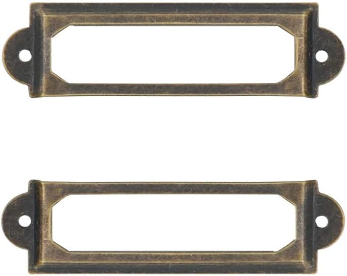 40-Pack Office Library File Drawer Cabinet Card Tag Label Holder Metal Frame (Antique Bronze)