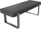 VANT Upholstered Bed Bench - Vintage Leather Grey Pewter - Brushed Nickel - Contemporary Modern, Bedroom Bench Seat, Hallway, or Entryway