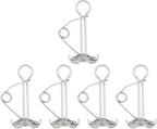 Mikinona 5Pcs High-Strength Tent Deck Pegs with Spring Buckles Silver Stainless Steel Tent Anchor Hooks for Secure Wind-Resistant Camping Canopy and Awning Fixing