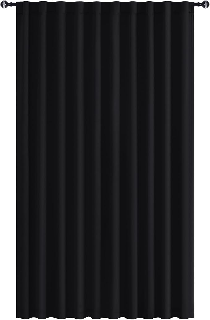 Hiasan Room Divider Curtains Patio Sliding Door Blackout Curtain Privacy Room Thermal Insulated Noise Reduction Panel with Back Tab & Rod Pocket for Bedroom Partition(80 x 84 Inches, Black)
