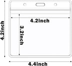 Name Tag Badge ID Card Holders 100 Pack (Horizontal, 4 x 3 Inches),Clear Plastic Premium Badge Holder