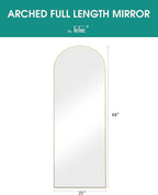 TinyTimes 64''x21'' Arched Full Length Mirror with Stand, Full Body Mirror, Mirrors Full Length Floor Freestanding, Wall Mounted Mirrors for Bedroom Living Room Cloakroom (Gold)