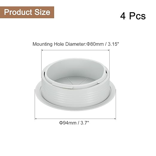 uxcell 4 Pcs Desk Grommet, 3.15 inch 80mm Desk Cable Hole Cover Wire Hole Insert for Home Office Table Cabinet Cord Organizer, Gray