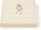 Oirlv Microfiber Velvet Ring Display Stand Small Ring Tray Showcase Jewelry Display Home Organizer(Beige)