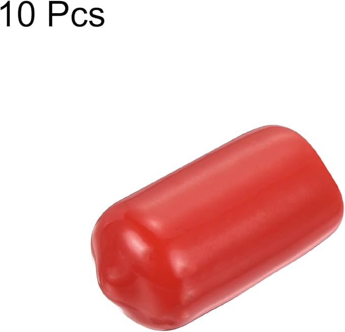 uxcell 10pcs Rubber End Caps 11mm(7/16") ID Vinyl Round End Cap Cover Screw Thread Protectors Red