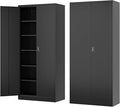 Metal Storage Cabinet-72” Black Tall Steel File Cabinets with Lockable Doors and Adjustable Shelves-Black Steel Storage Cabinet for Kitchen, Office, Garage