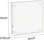 AITEE 4x4 Acrylic Picture Frames 3 Pack, 20% Thicker Block, Clear Picture Frames Freestanding Double Sided Magnetic Acrylic Lucite Frameless Transparent Square Frame Gift for Desktop Display