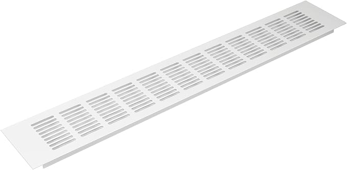 Vent Systems 19.69 x 3.15 Inch (Outer Size) Rectangular Door Vent - White Aluminum Vent Cover Toe Kick Vent Cover - HVAC for Home Cabinet Vent - Intake/Exhaust Door Return Air Vent
