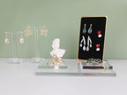 GemeShou Acrylic earring display risers for selling, Transparent jewelry display riser stand, clear ring riser tray for boutique store selling, Jewelry photo props【3.15 L x3.15 W x0.39 H inch 2pcs】