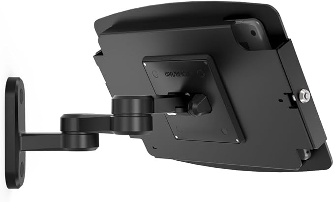 Compulocks iPad 10.2" Space Enclosure Swing Wall Mount Black iPad Wall Holder Versatile Display, Ideal for Office, Retail, and Commercial Use