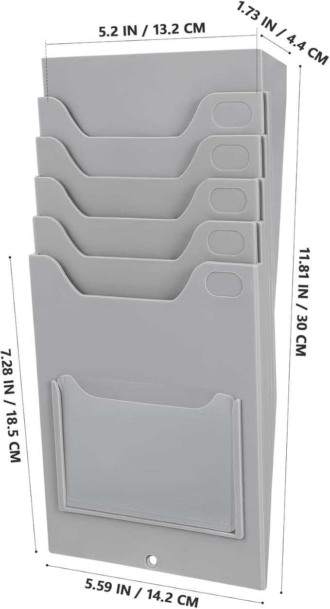 Kisangel Time Card Rack Wall Mount Time Card Holder Shelf with 5 Slots Multi-Pocket for Office Factory Attendance Payroll Supplies