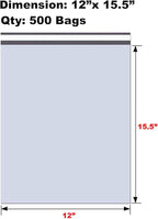 iMBAPrice (500-Pack) Poly Mailers 12x15.5 Inch Mid Size #5 White Color Poly Mailing Shipping Envelopes Bags, Self Seal Adhesive Waterproof and Tear Proof (Total 500 Bags)