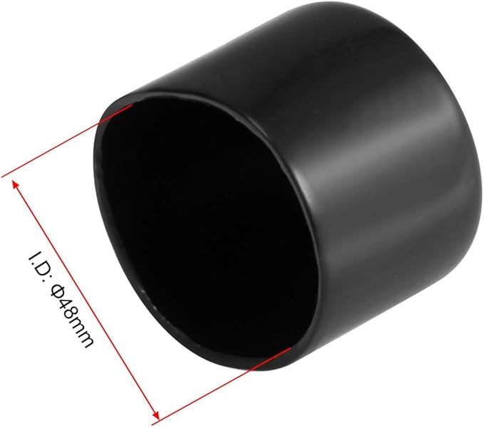 uxcell 4pcs Rubber End Caps 48mm ID Vinyl Round End Cap Cover Screw Thread Protectors Black, 40mm Height