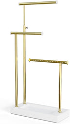 SRIWATANA Jewelry Organizer Display Extra Tall Necklace Holder 3 Tier Jewelry Tree Stand, Gift Idea (White & Gold)