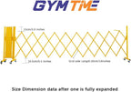 GYMTIME Metal Expandable Barricade, Portable Safety Barrier with Casters, Mobile Folding Scissor Gate, Aluminum Retractable Fence for Indoor Outdoors, 0-180 Degree Rotating, 23.6 Feet, Yellow