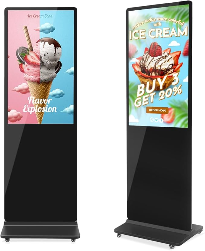 MWE 37 Inch Indoor Digital Signage Display Kiosk LCD Standing Commercial Poster Multimedia Advertising Display Totem with USB/HDMI/WiFi