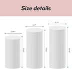 3PC Cylinder Pedestal for Party, Large White Cake Stand, Pedestal Display Plinth Pillars for Wedding Ceremony Birthday Party Art Decor--35.4''(L),29.5''(M),23.6''(S)