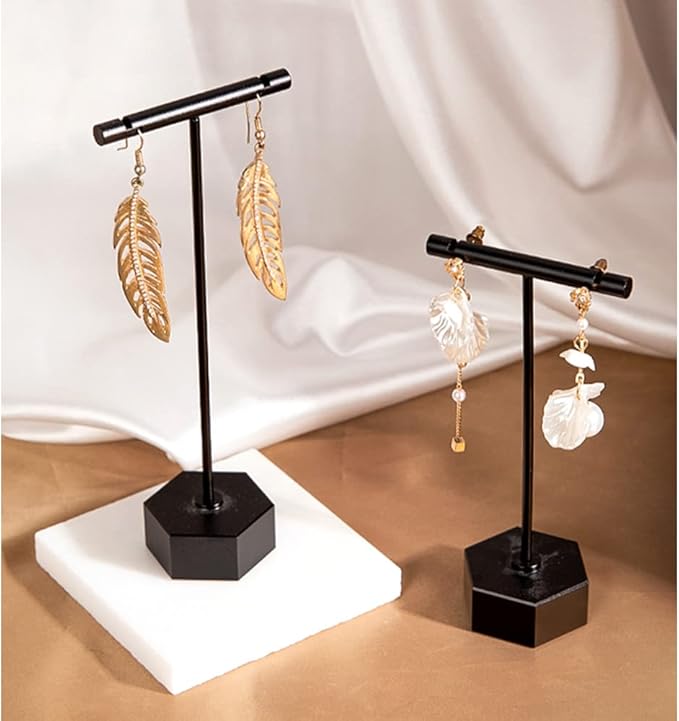 GISELA D 4Pcs Black Metal Earring T Bar Stand Retail Display Holders for Show, Jewelry Online Stores Photography Display Props (Black 4pcs)