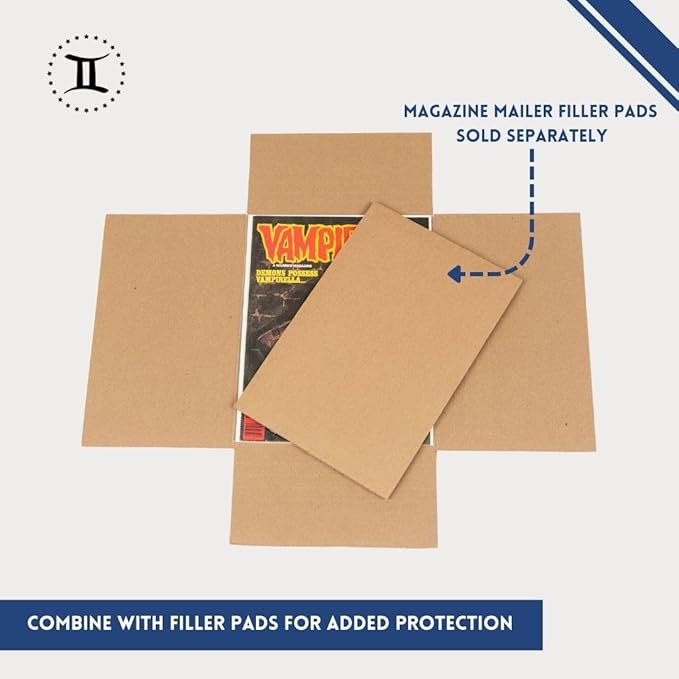 Gemini Magazine and Comic Book Mailers for Shipping (8.5x11x2’’ – 100 Pack) | US-Made Corrugated Cardboard Stay Flat Mailers with Expandable Capacity | Great For Shipping Documents, Photos, and More.