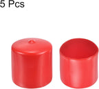 uxcell 5pcs Rubber End Caps 1 5/8"(41mm) ID Vinyl PVC Round Tube Bolt Cap Cover Screw Thread Protectors Red