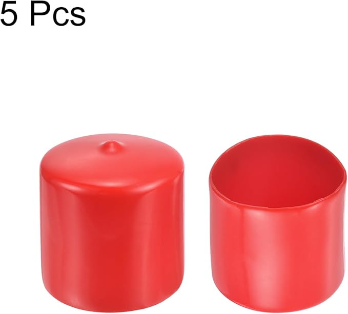 uxcell 5pcs Rubber End Caps 1 5/8"(41mm) ID Vinyl PVC Round Tube Bolt Cap Cover Screw Thread Protectors Red