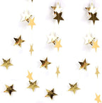 Gold Star Garland Banner Decorations - 156 Feet Bright Gold Paper Garland Hanging Decorations, Glitter Star Bunting Banner for Wedding, Birthday, Holiday, Christmas Party