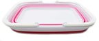 SAMMART 9.2L (2.37Gallon) Collapsible Tub with Handle - Portable Outdoor Picnic Basket/Crater - Foldable Shopping Bag - Space Saving Storage Container (1, White/Pink)