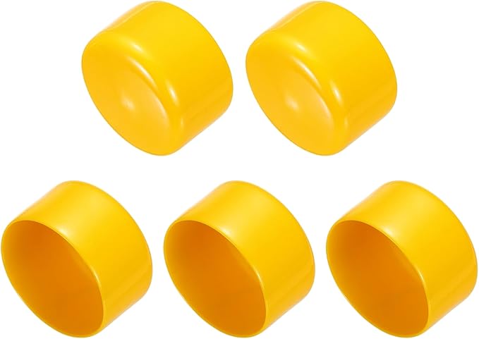 uxcell 5pcs Rubber End Caps 65mm(2.6 Inch) ID Vinyl PVC Round Tube Bolt Cap Cover Screw Thread Protectors Yellow