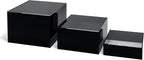 Red Co. Set of 3 Glossy Black / Clear Top Acrylic Cube Display Nesting Risers with Hollow Bottoms