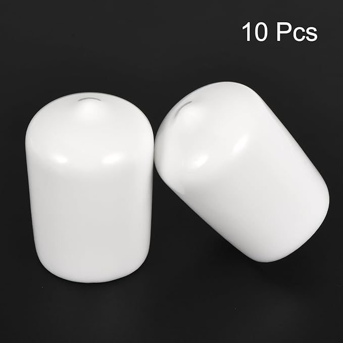 uxcell 10pcs Rubber End Caps 20mm ID Vinyl Round End Cap Cover Screw Thread Protectors White