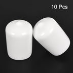 uxcell 10pcs Rubber End Caps 20mm ID Vinyl Round End Cap Cover Screw Thread Protectors White