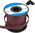 100Ft-1/4inch PET Expandable Braided Wire Sleeving,Wire Loom Cable Sleeve for TV,Computer,Home Theater,Automotive,Home Industrial,Electrical Wires,Chemical,Protect Cat from Chewing Cords,BlackRed