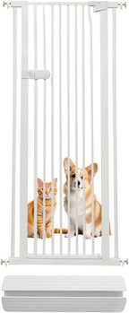 Lumizone Extra Tall Cat Gate 61.02" High Pressure Mounted Extra Wide 2025 New (17 Sizes) 1.37" Gap No Drilling Auto-Close One-Handed Operation Tall Pet Gate for Dogs(White, 61.02" H x 26.18"-29.91" W)