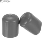 uxcell 20pcs Rubber End Caps 21mm ID Vinyl PVC Round Tube Bolt Cap Cover Screw Thread Protectors Dark Grey